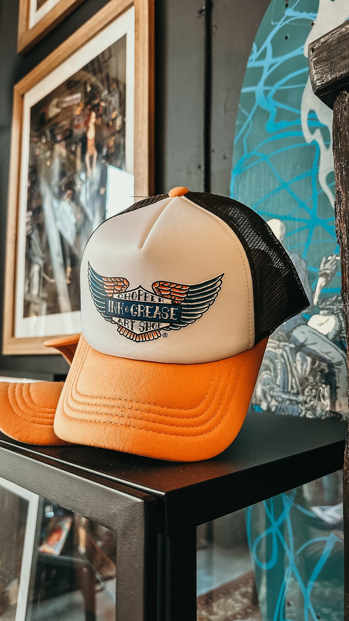 Chopper Shop | orange/white/brown