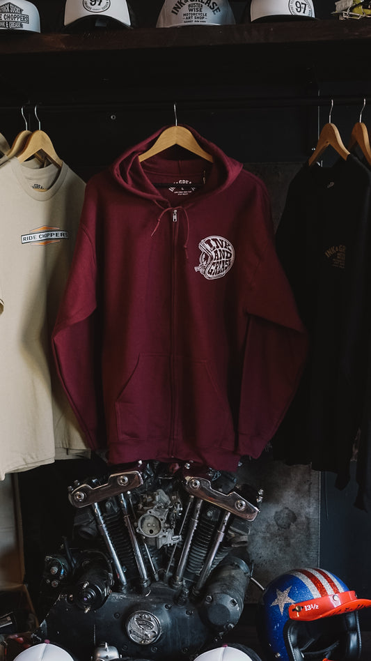 Ink&Grease | Zip Hoodie maroon