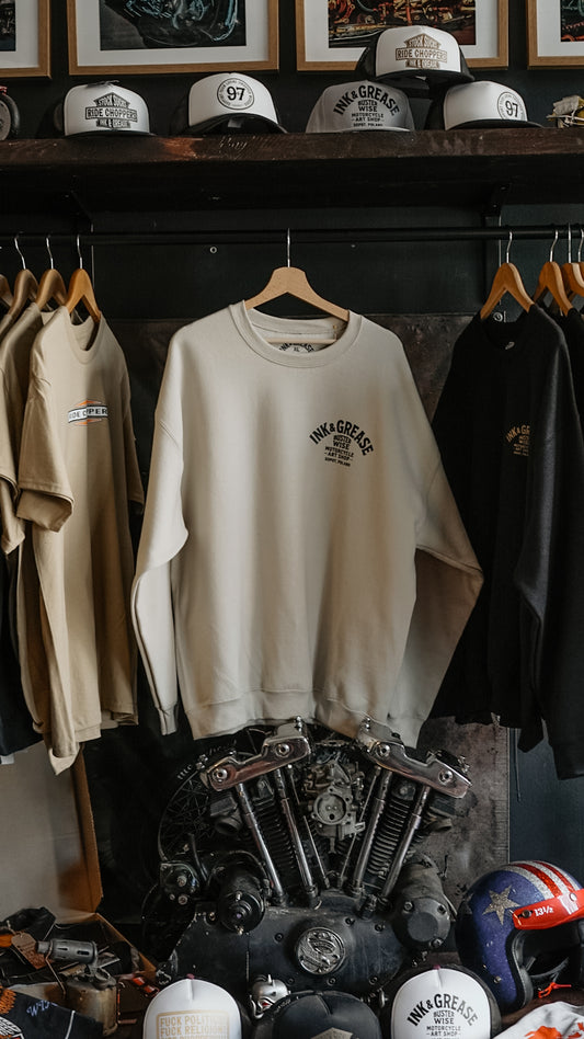 Ink & Grease Helmet | crewneck natural