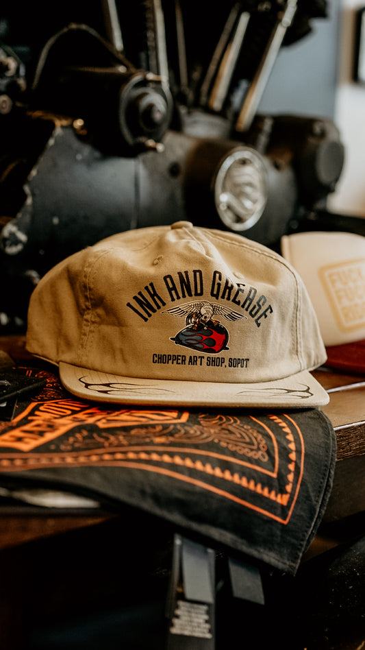 Ink and Grease | old school cap khaki