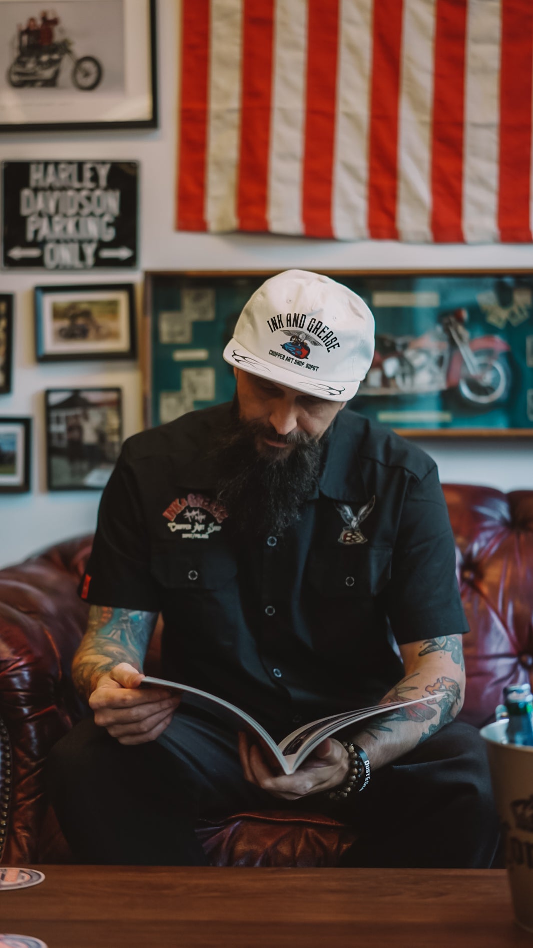 Ink and Grease | old school cap white