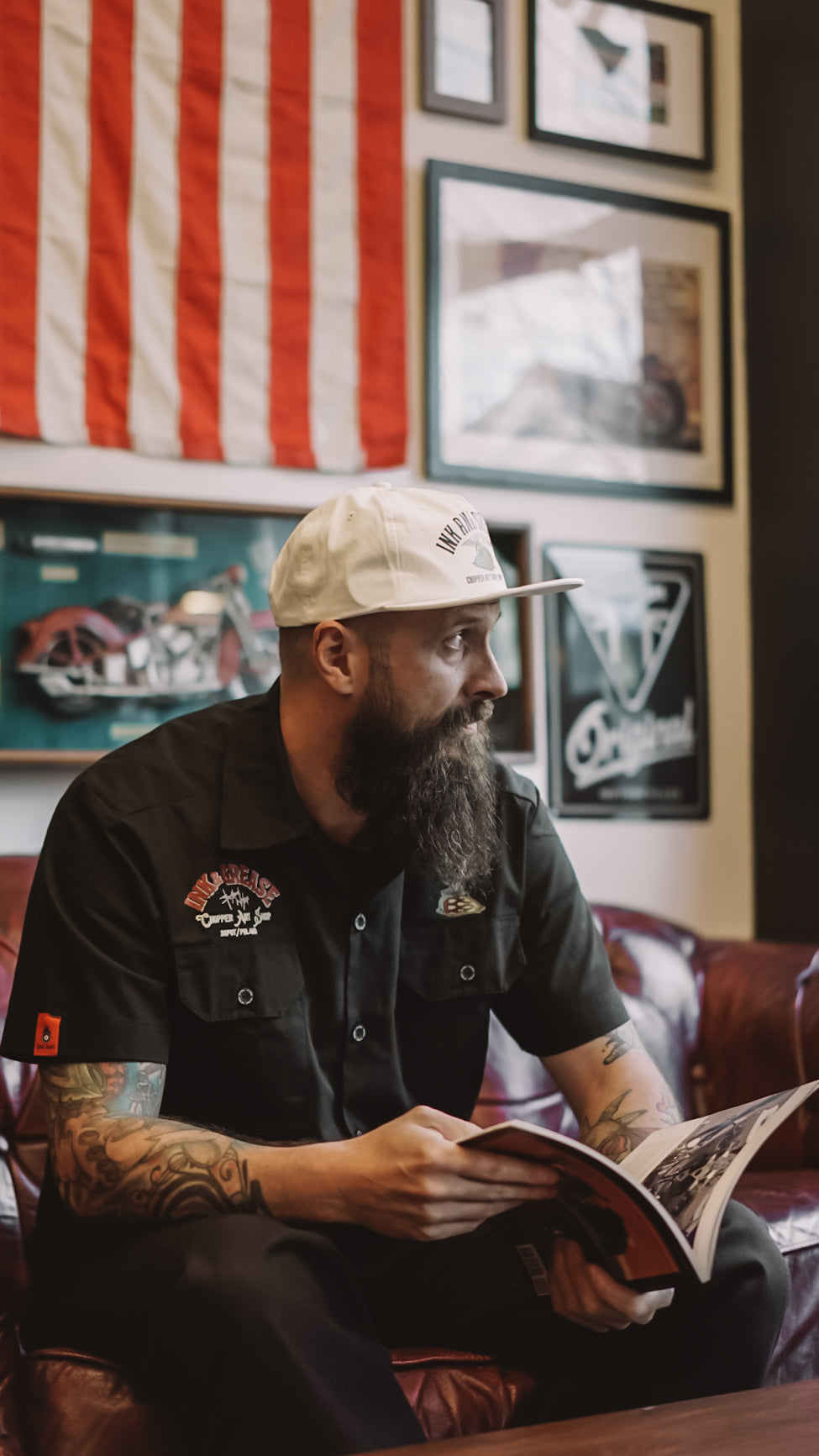 Ink and Grease | old school cap white