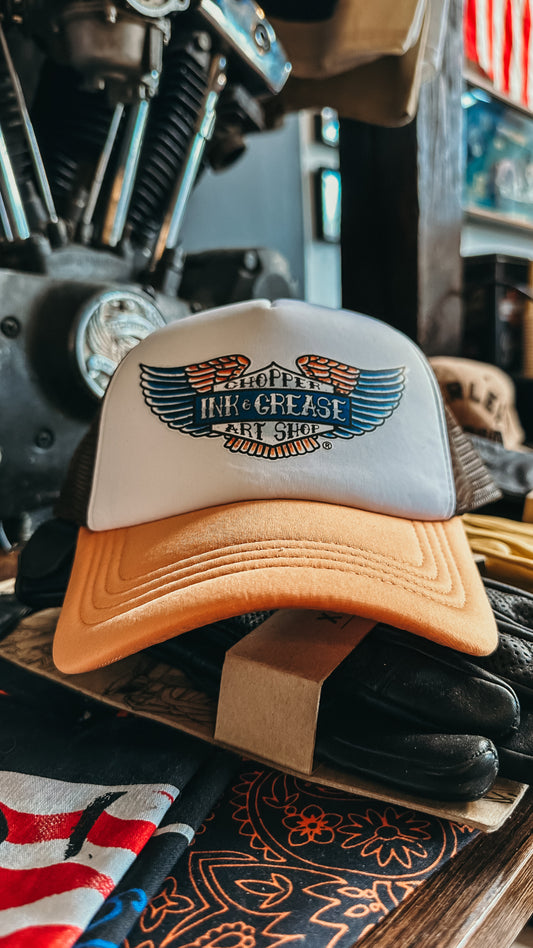 Chopper Shop | orange/white/brown